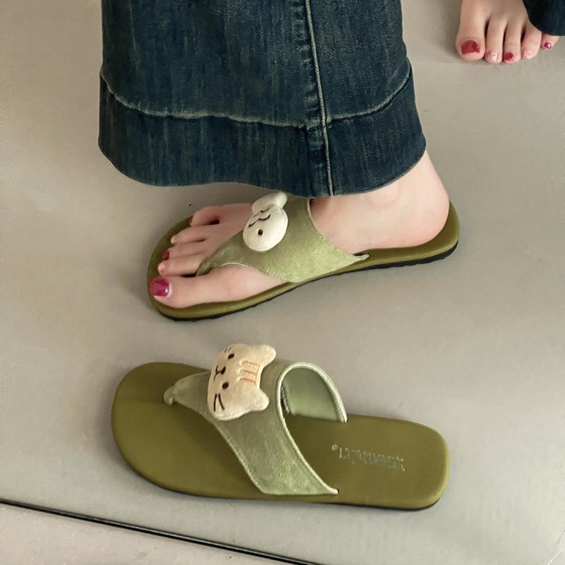 Cute cartoon kitten little fish flip-flops lady summer retro casual non-slip breathable versatile foot sandals
