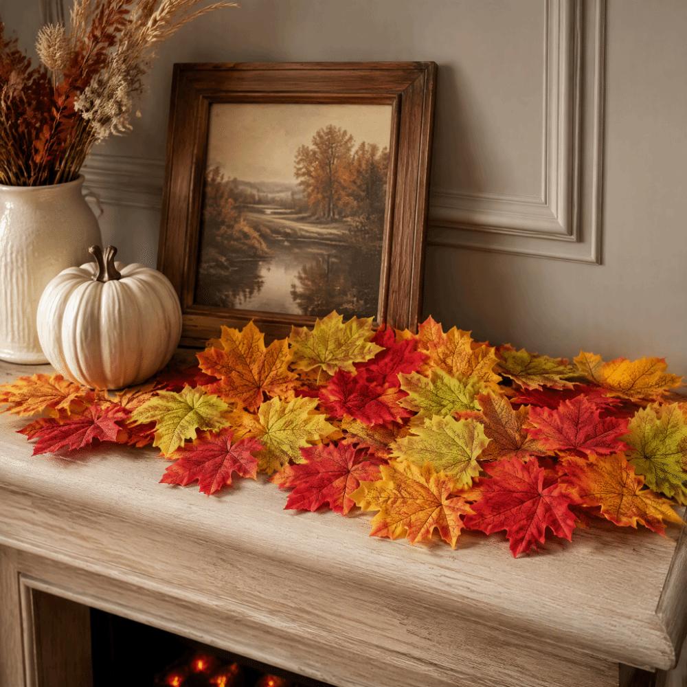 500 PCS Lightweight Design Fake Autumn Leaves 500 Pieces Artificial Fall Leaves Party Table Decor