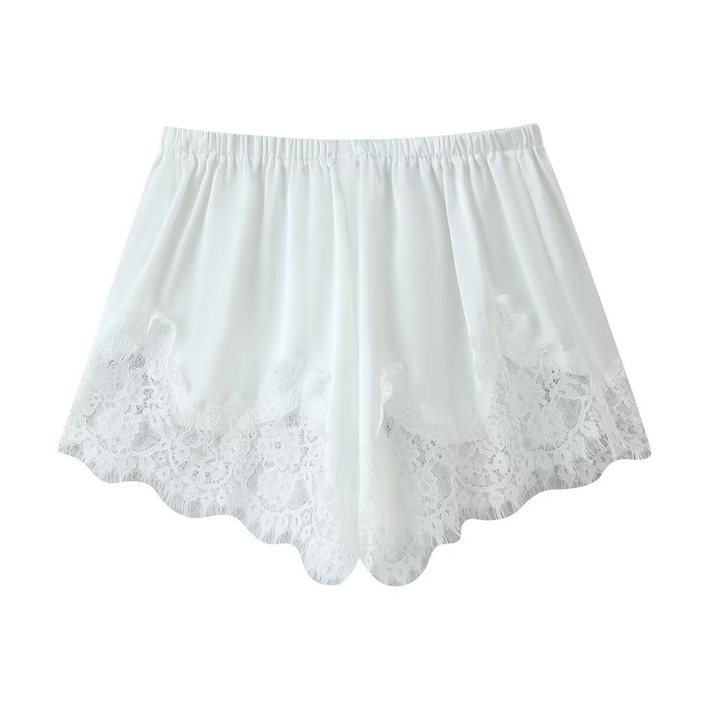European and American Style, Wholesale Women's Clothing Fashion Versatile Temperament Casual Lace Splicing Top Shorts Set