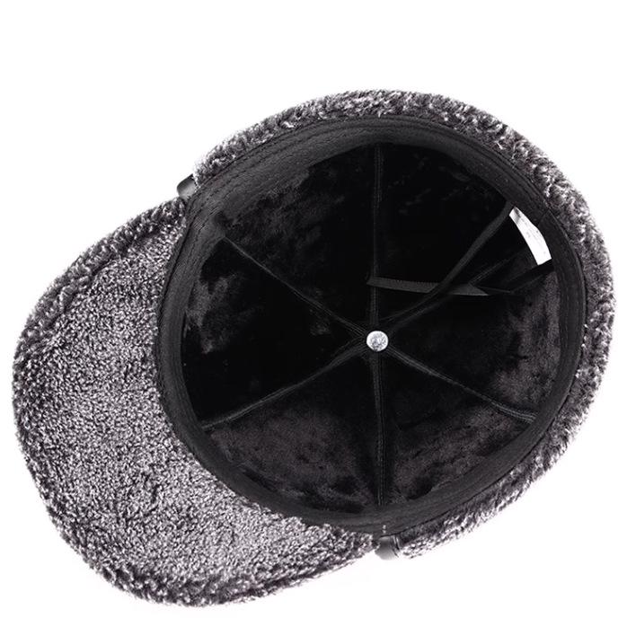 Herren Winter Verdickte Lederhut mit Ohrenschutz für ältere Menschen