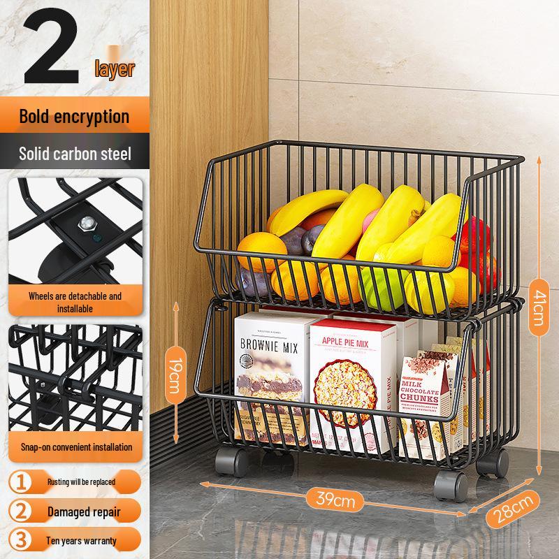 Multi-layer Floor-standing Fruit & Veggie Basket Rack for Kitchen & Home