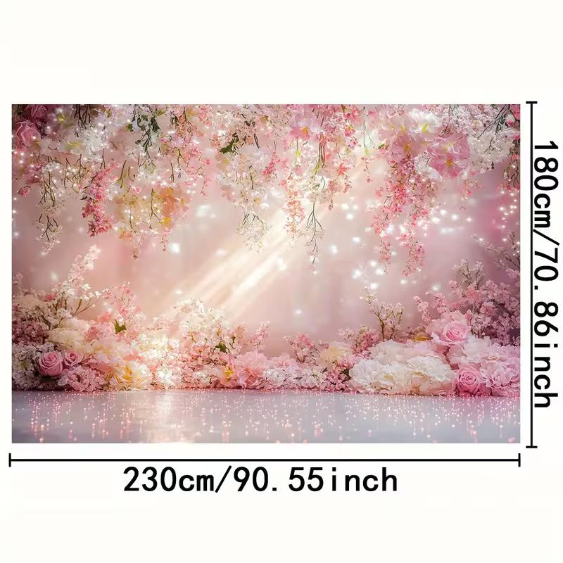 2D Romantic Pink Rose Flower Backdrop Wedding Party Background