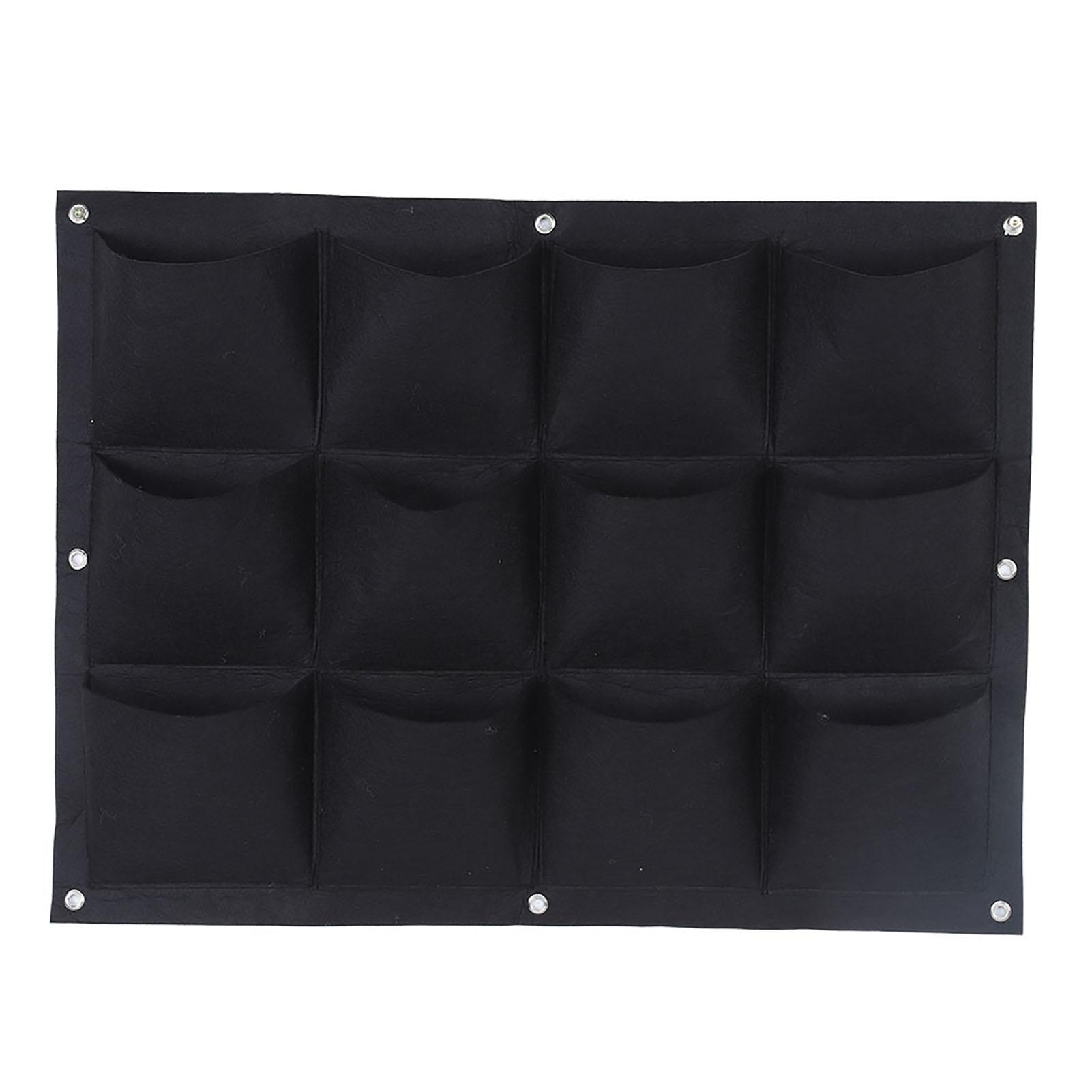 12  s Degradable Vertical Hanging Wall Garden Plant Grow Bag Planter Container (Black)