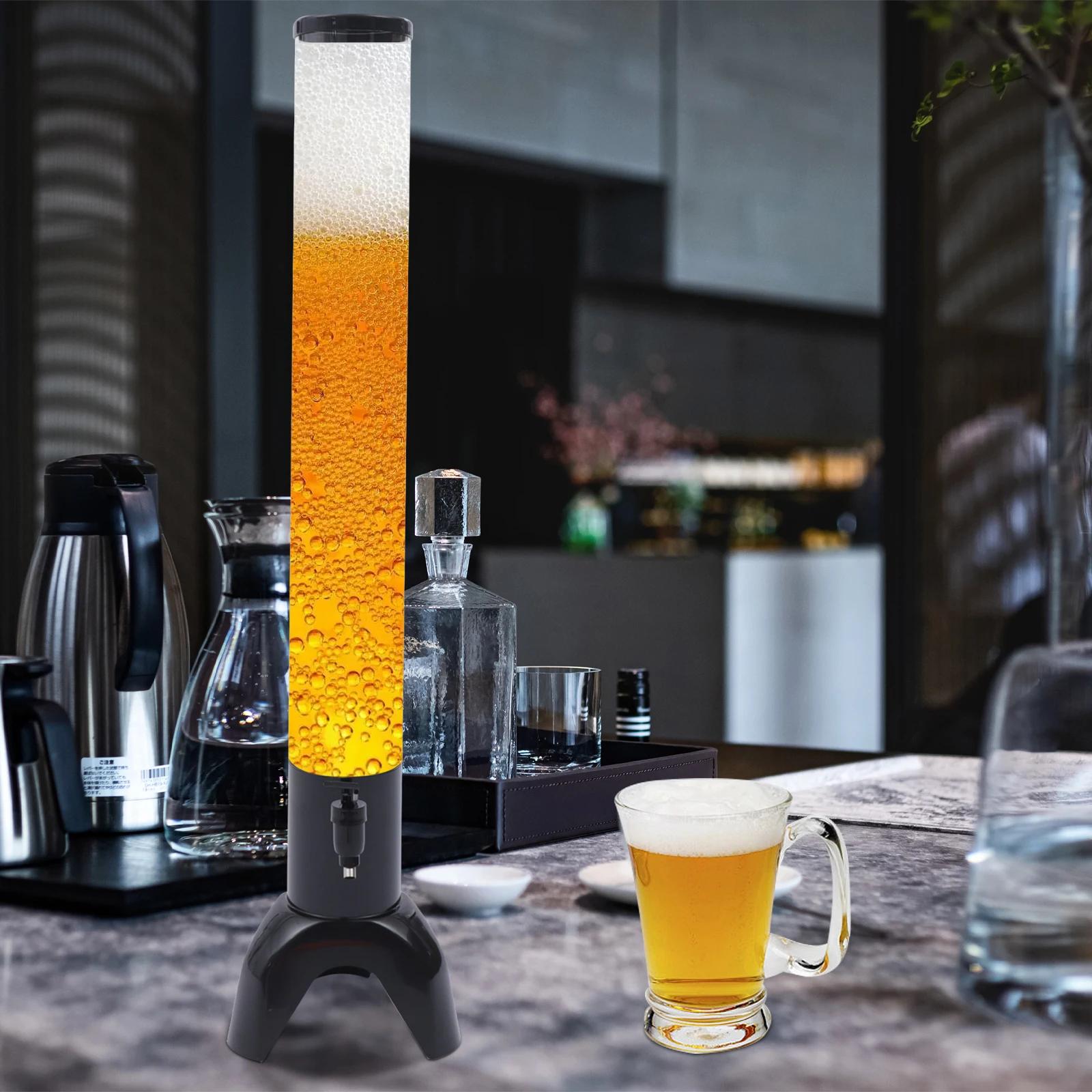 

3L Beer Tower Dispenser W/ Ice Tube, Clear & Black Liquor Dispenser for Parties, Bars, Home Use - 100oz Capacity, 32.28in Height