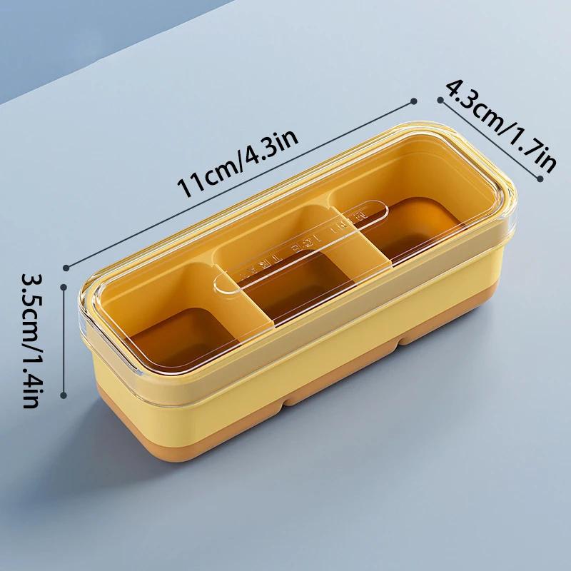 New 3-grid Ice Tray Making Mold for Household Ice Tray Reusable Ice Maker Storage Box with Lid Frozen Cubes