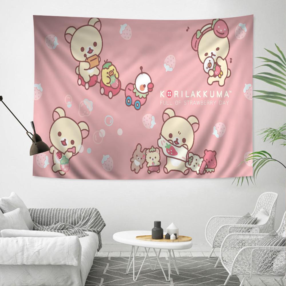 K-Kilakkuma Japanese Cartoon Printed Large Wall Tapestry Cheap Hippie Wall Hanging Bohemian Wall Tapestries Mandala Home Decor