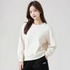Li Ning Sweatshirts Women's Champagne White New Fleece Lined Crew Neck Moderate AWDT782-8