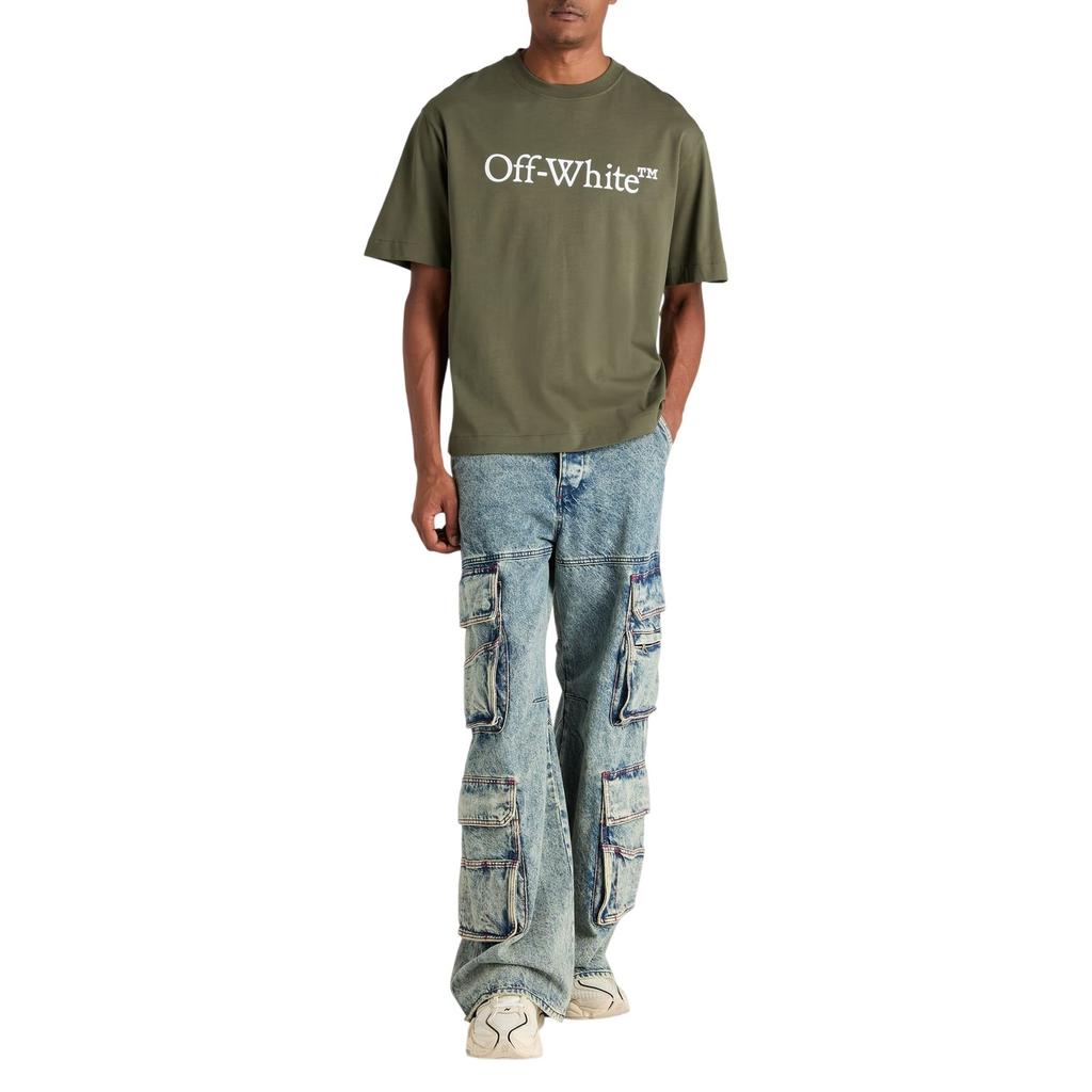 Off White Mens Bookish Lettering Crew Neck T-Shirt