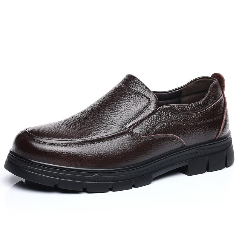 Men's Leather Shoes Genuine Leather 2025 Autumn Platform Shoes Men's Round Head Versatile Non-slip Breathable Casual Shoes Pure Cowhide