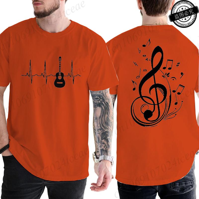 Men's Fashion T-shirt Summer Street Round Neck Casual Camisetas T-shirt Music Notes Design T-Shirts for Women Men Short Sleeve