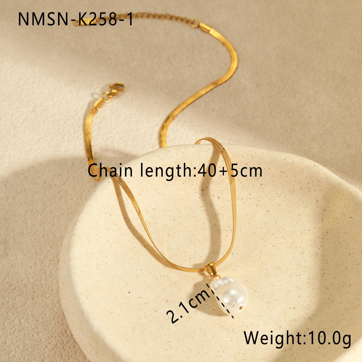 GEMCHIC Women s Retro Baroque Imitation Pearl Snake Chain Necklace Stainless Steel Clavicle Chain Fashion Jewelry 18K