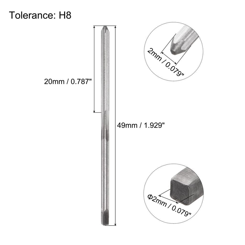 Uxcell Hand 2mm H8 Metric Reamer Drill Straight Flute High Speed Steel Tool for Metal Wood Hole Reaming Reamer, Bit, (HSS)
