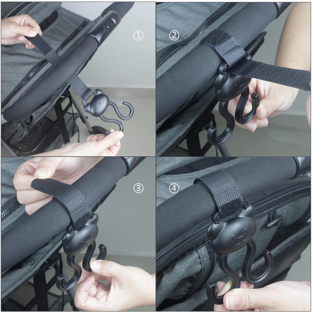 Adjustable Stroller Accessory Hanger Clip Double Hook Designing Easy Installation No Tools Required for Busy Parents