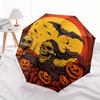 Halloween-Schädel und Kürbisse mit Vollmond Runder Teppich MatteRegenschirm, Tragbarer 3-fach-Regenschirm für Herren & Damen, Weihnachtsgeschenk ES338