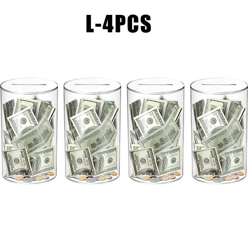 Modern Acrylic Money Jar Piggy Bank Child-Safe Unopenable Design Transparent Coin Savings Container Home Decor Desk Organizer