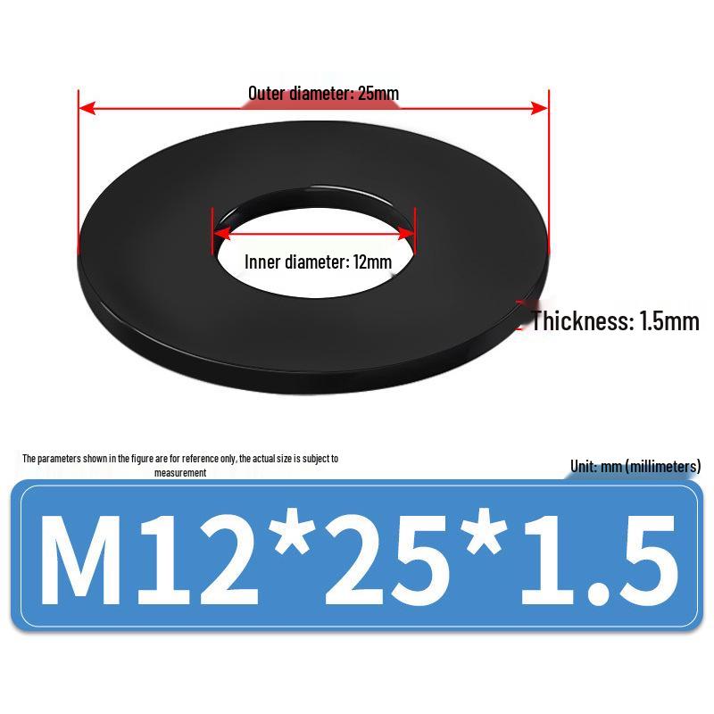 8.8 Grade Black Hardened High-Strength Oversized Flat Metal Spacer Washer (M2-M8)