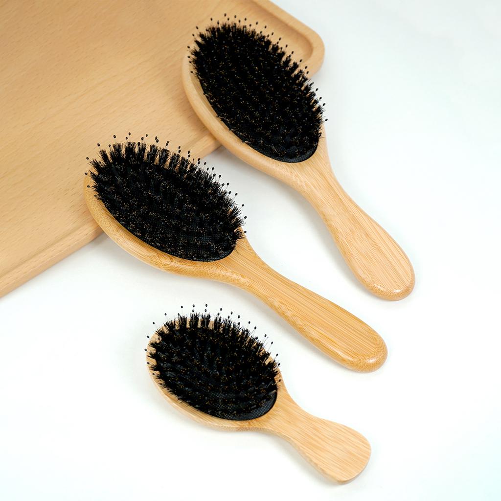 Bamboo Handle Air Cushion Hair Brush - Anti-static Scalp Massage Comb, Detangling for All Hair Types, Daily Hair Care Tool