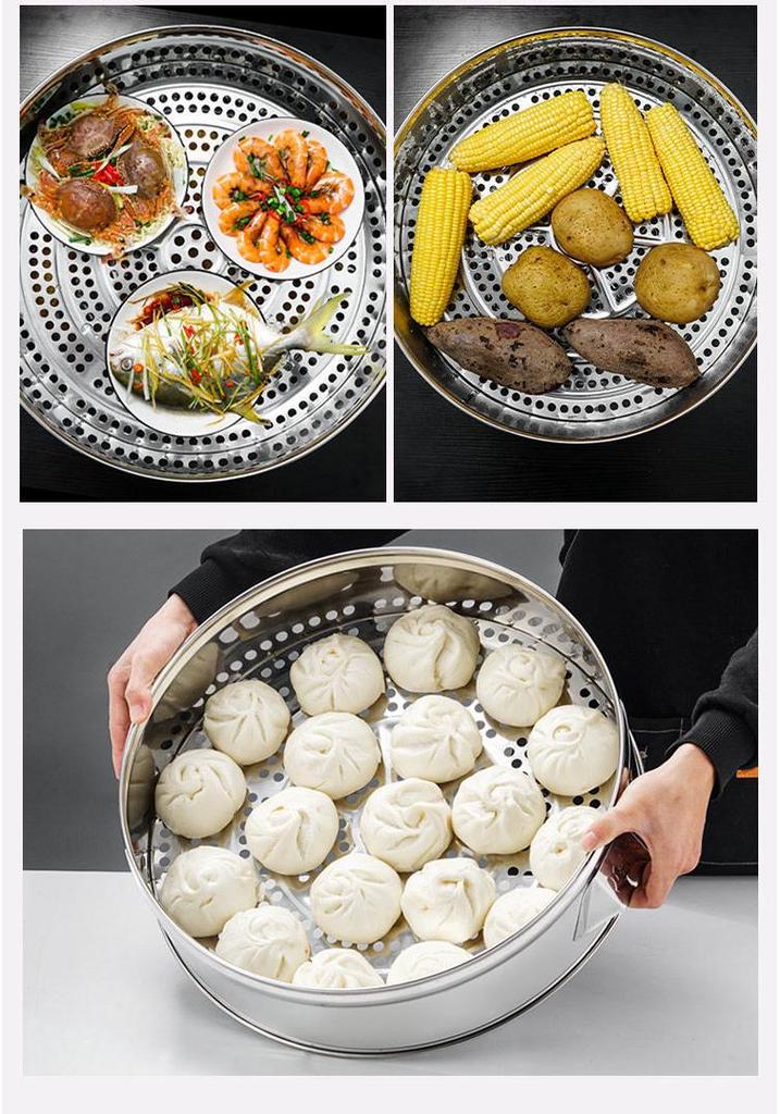 Large-Capacity Stainless Steel Steamer Basket for Fish and Buns