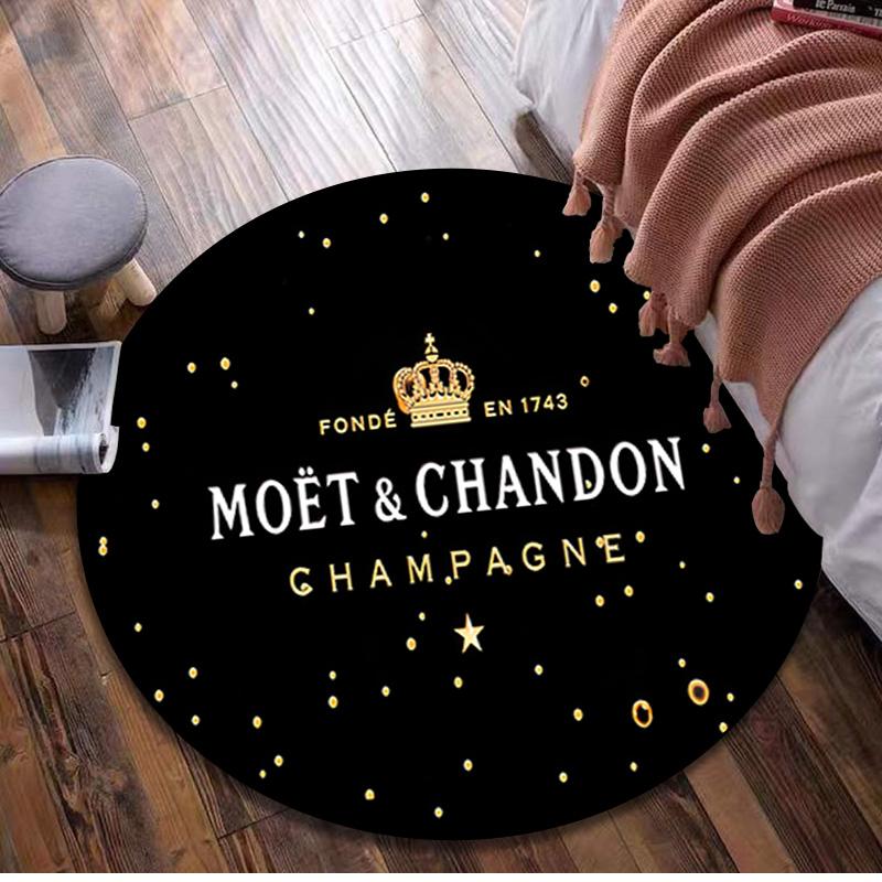 1Pc Moet Chandon champagne Circular Print Rug - home decoration Carpet For Living Room Bedroom Flooring Computer Chair Area Rug