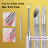 Double-ed Stainless Steel Cuticle Remover Nail Pusher Exfoliating Prep Tool Clean Dead Skin Circle Bevel Shovel Manicure Pen