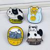 Cute Cartoon Cat Brooch - Fun, Versatile Alloy Badge for Bags & Clothing Accessories