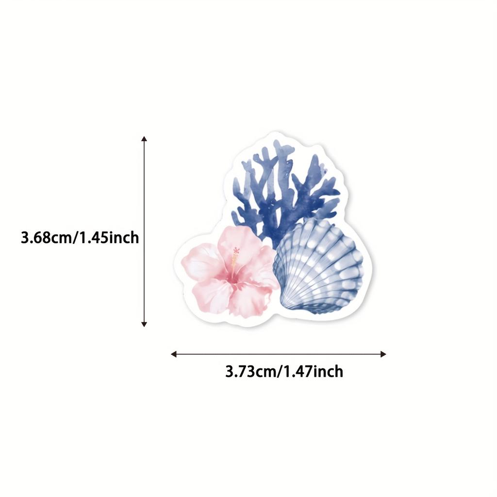 100pcs Ocean-Themed Marine Life Stickers PVC Decals with Dolphin Starfish Jellyfish Shells Coral Reefs Scrapbooking Stickers