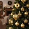 Ornements d'arbre de Noël - SPRINGOS - Ensemble de 12 - Incassables - Dorés - Décorations variées