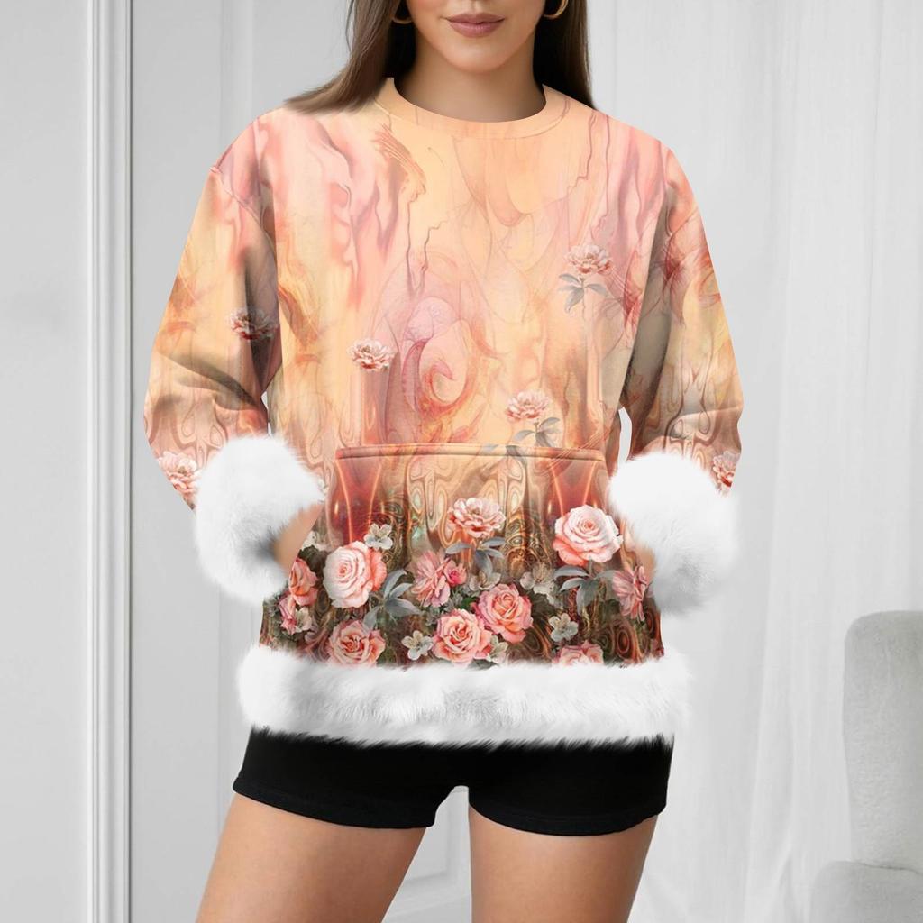 Women's Casual Fashion Retro Print Long-Sleeve Sweatshirt