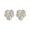 MEETSOFT 925 Silver Geometric Pleated Flower Pearl Stud Earring for Women Fine Jewelry High Luxury Vintage Accessories