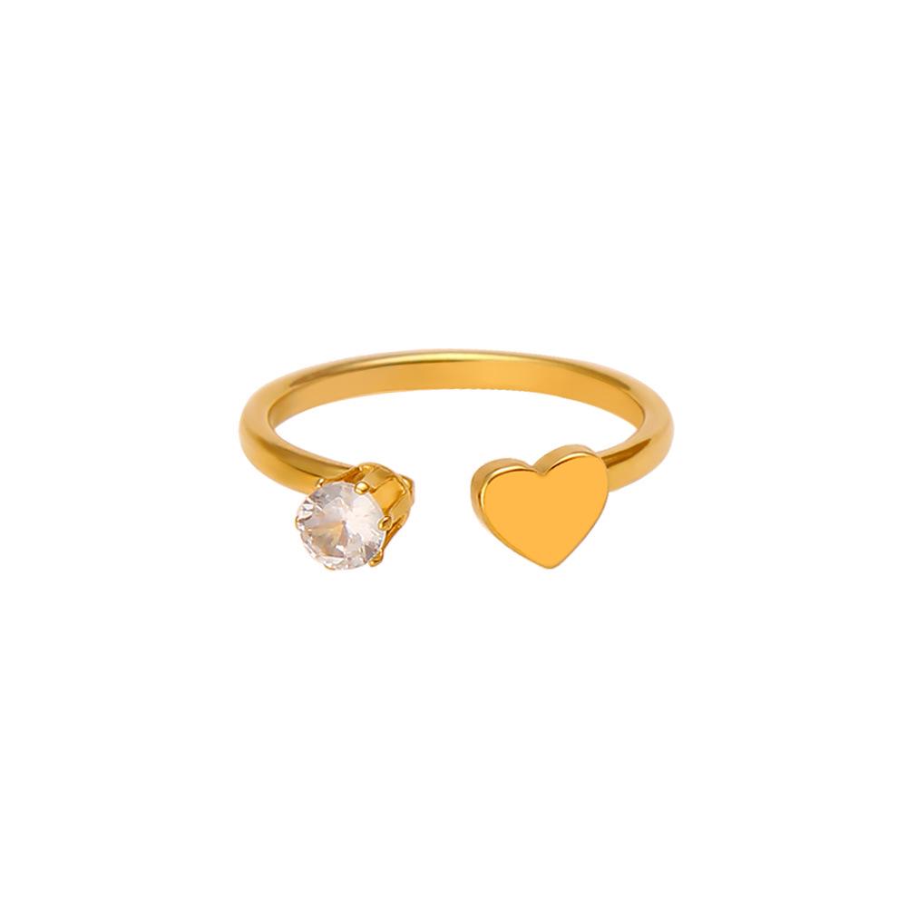 18K Gold Zirconia Open Ring for Women - Stylish Stainless Steel Jewelry