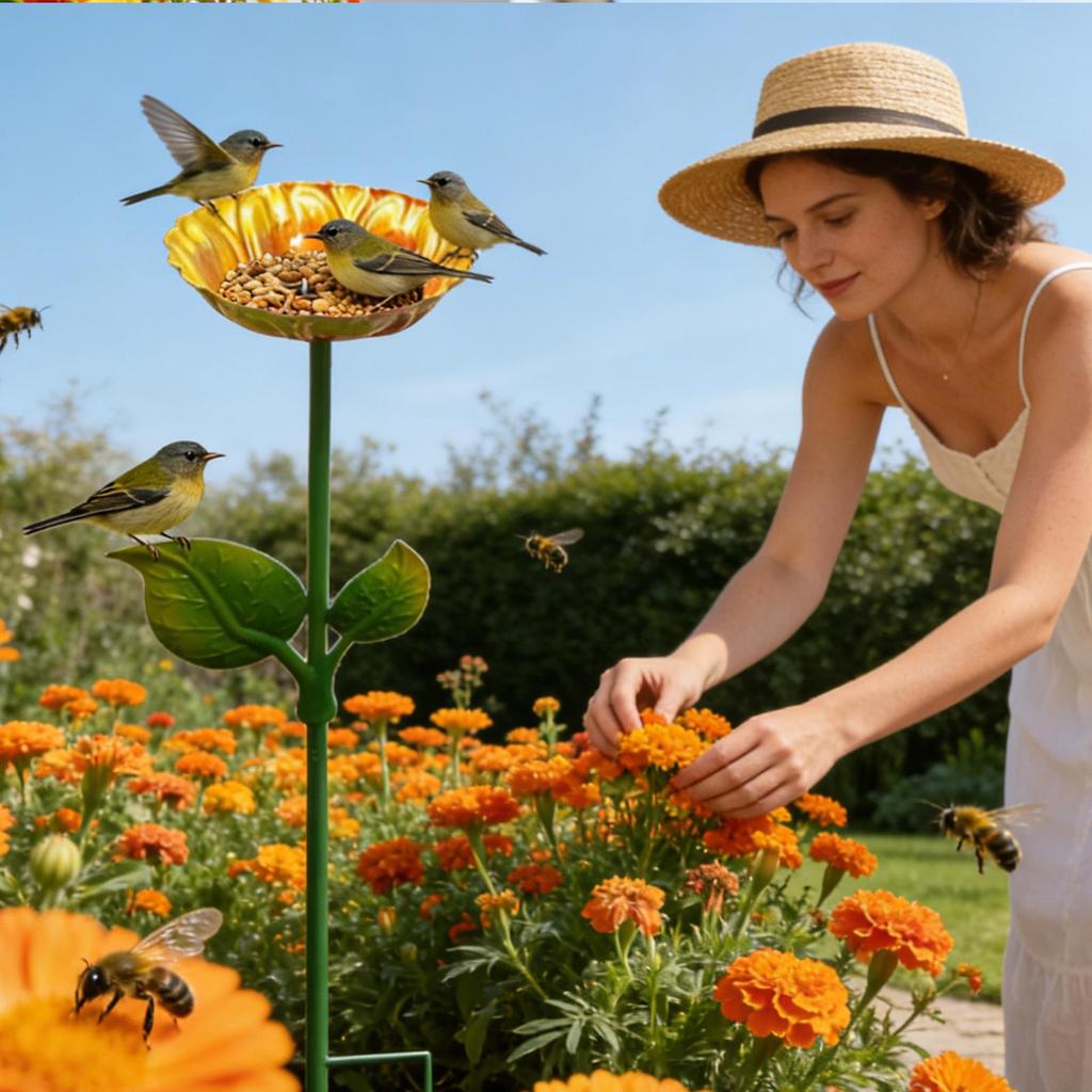 Bee Baths For Garden Colorful Bird Feeder Metal Stakes Standing Bee Feeder For Hummingbird Drinking Yard Balcony Patio Deck