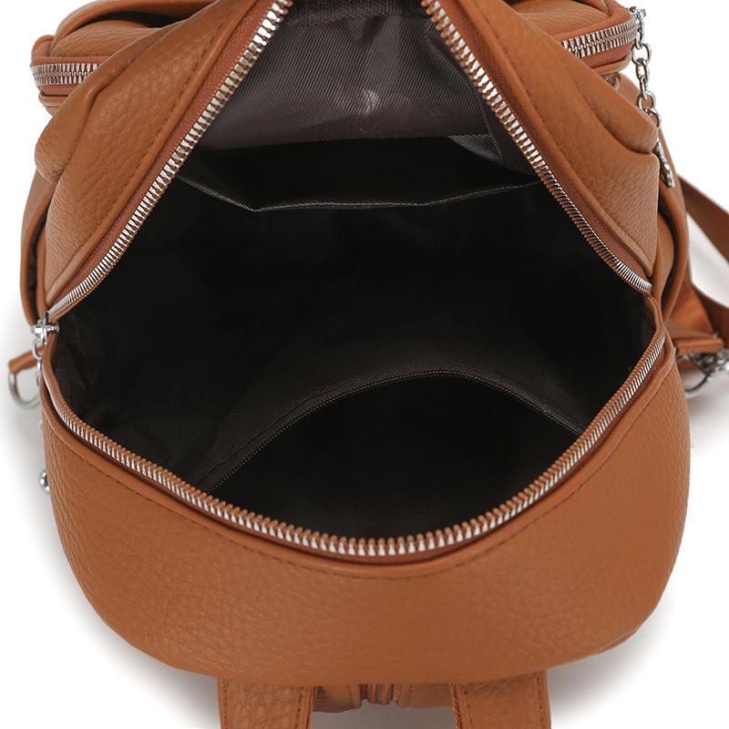 Vintage PU Backpack Women's Multi-Layer Large Capacity Chest Bag Multi-Use Lightweight Crossbody Bag