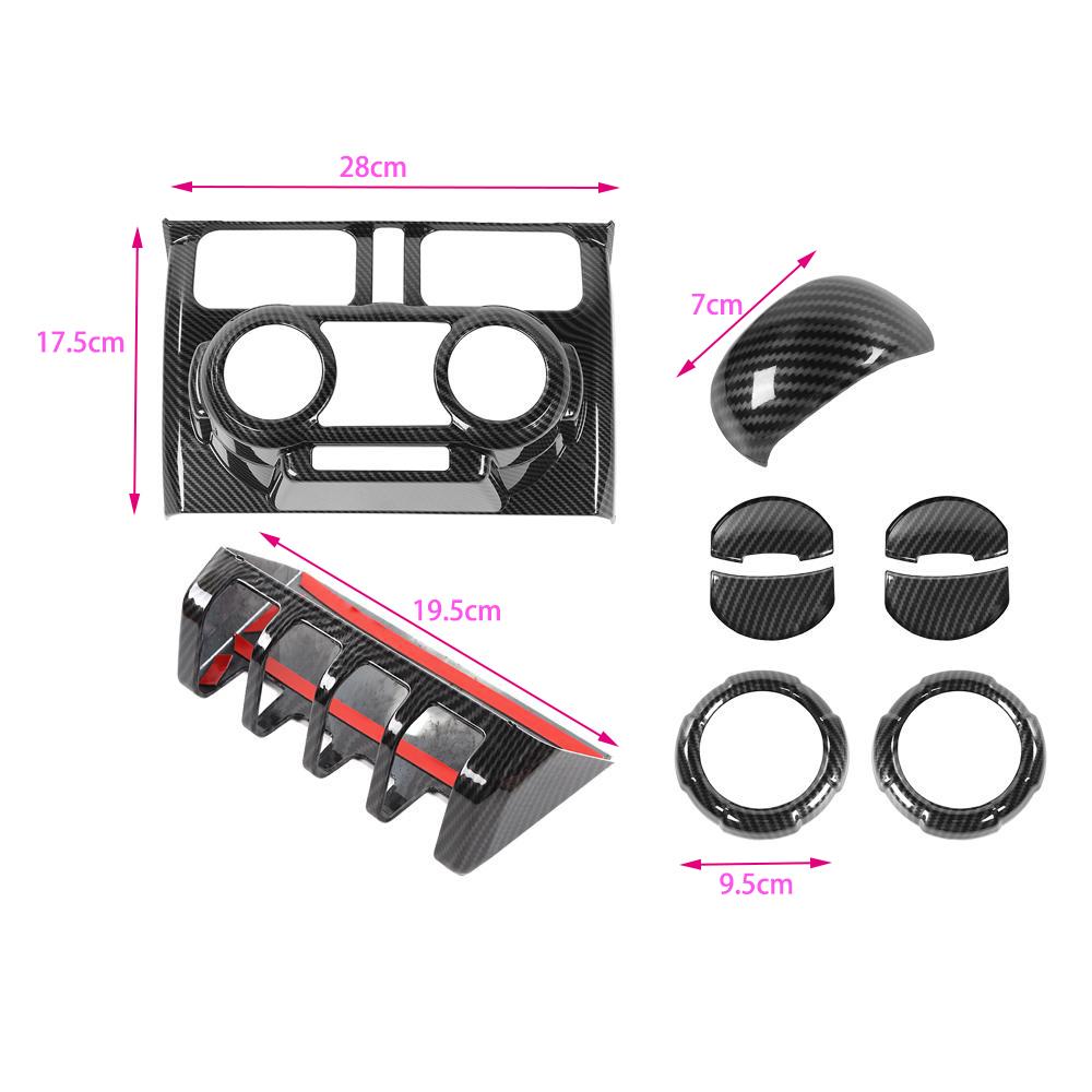Nakrycie głowy samochodu Przełącznik podnoszenia okna Ręczna klimatyzacja Panel sterowania Wylot powietrza dla Suzuki Jimny 2019 UP Akcesoria wewnętrzne z włókna węglowego