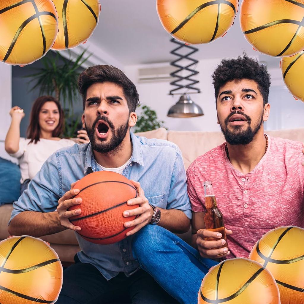 10pcs 18 inch/45.72cm basketball balloon aluminum foil balloon sports party basketball themed birthday party decoration supplies