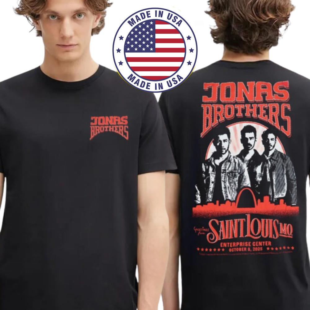 

Jonas Brothers St. Louis 2025 Enterprise Center Oct 8 Two Sided Unisex Tshirt Unisex T-Shirt XXXXL