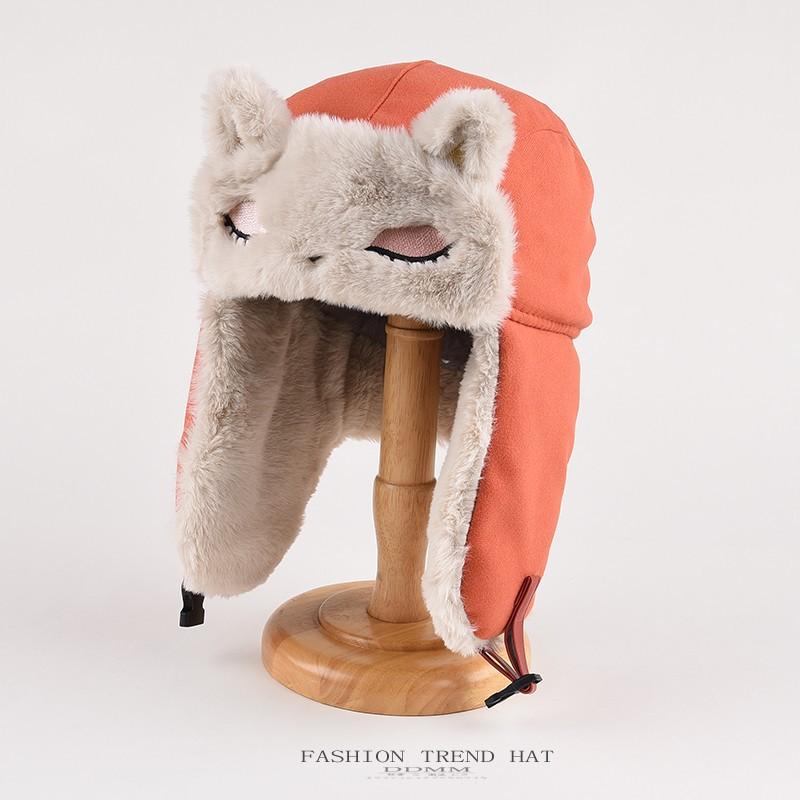 Beaver Cute Thunderhead Cap Female Cartoon Winter Thickening Cold Warm Cap Ear Protection Cycling Cotton Hat