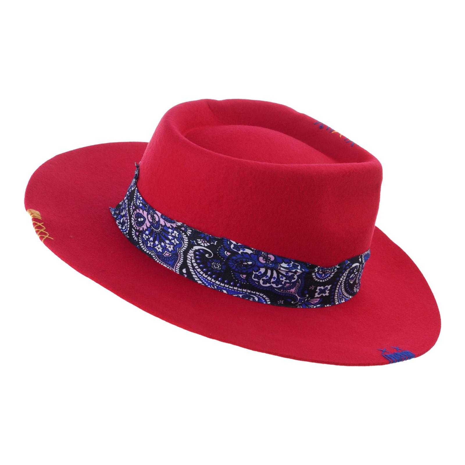 

Classical Top Hat Wide Brimmed Homburg Hat Gift for Boyfriend Top Hat Wide Brimmed Rancher Costume for Outdoor Gatherings 1 красный