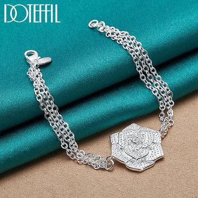 Bracciale Romantico di Fiori Zirconi AAA Moda Regalo Gioielli Argento