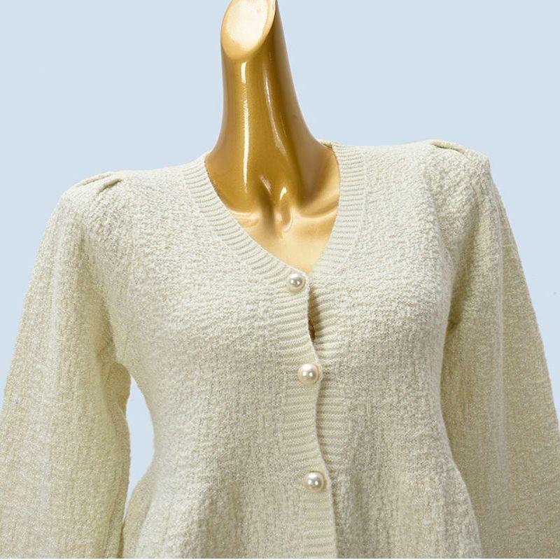 Export Order Good Goods V Neck Fashionable Gentle Sweater Spring Elegant Slim Looking Chic Classic Style Knitting Cardigan Outwear