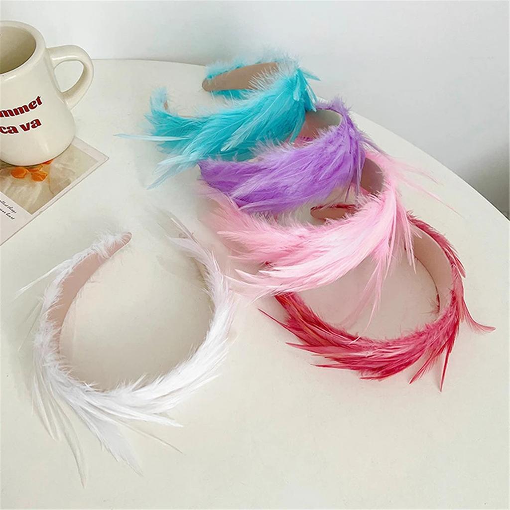Tea Party Feather Fascinator Headband for Party Wedding Colorful Feather Fascinator Hair Hoop Cosplay Party Headdress
