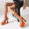 Fashion Summer hot girl sandals square toe open toe high water platform straps two wear women's high heels large size