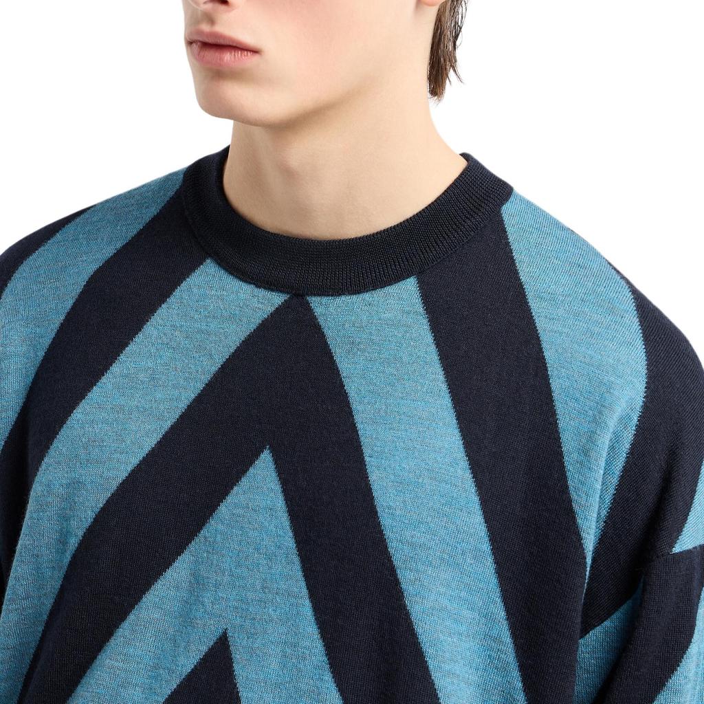 EMPORIO ARMANI Virgin wool Jumper With Oversized Chevron Jacquard 6D1MXQ-1MKFZ-F915