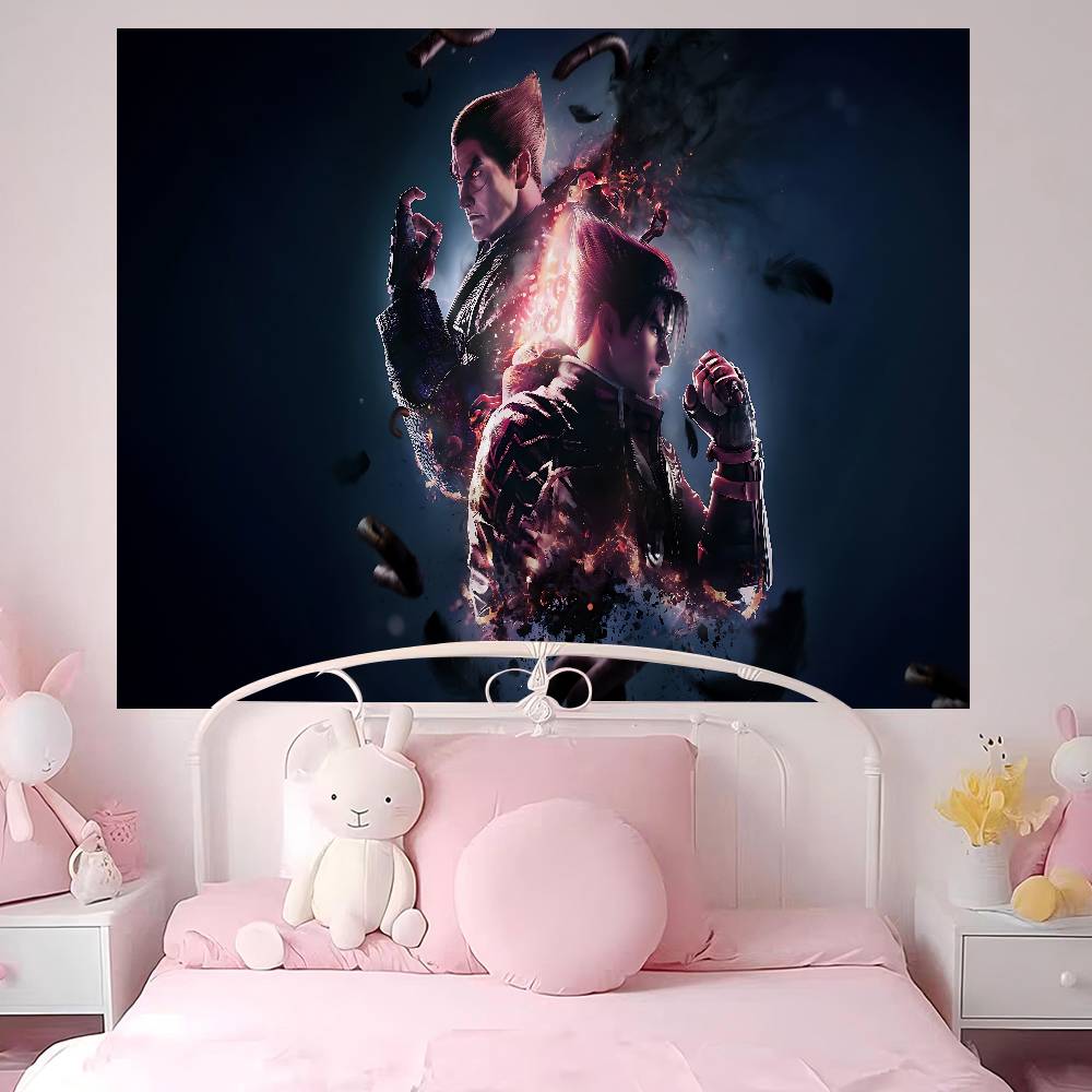 Anime TTekken Tapestry Art Printing Japanese Wall Tapestry Anime Wall Hanging Home Decor