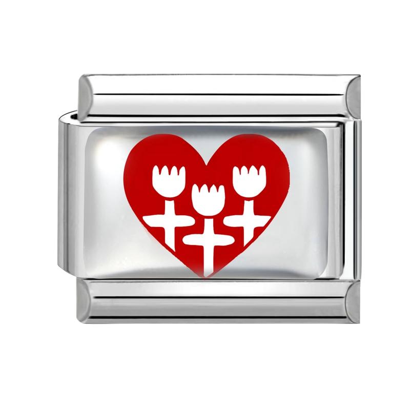Y2K Rote Serie Blume Kirsche Herz Schleife Schmetterling Liebe Italienischer Charm Glieder Passend 9mm Edelstahlarmband Damen DIY Basteln