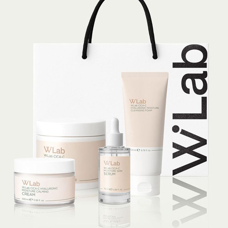 WLab Double W Lab Cica C Soothing 4-piece Gift Set (Foam + Serum + Cream + Toner Pad + Shopping Bag)