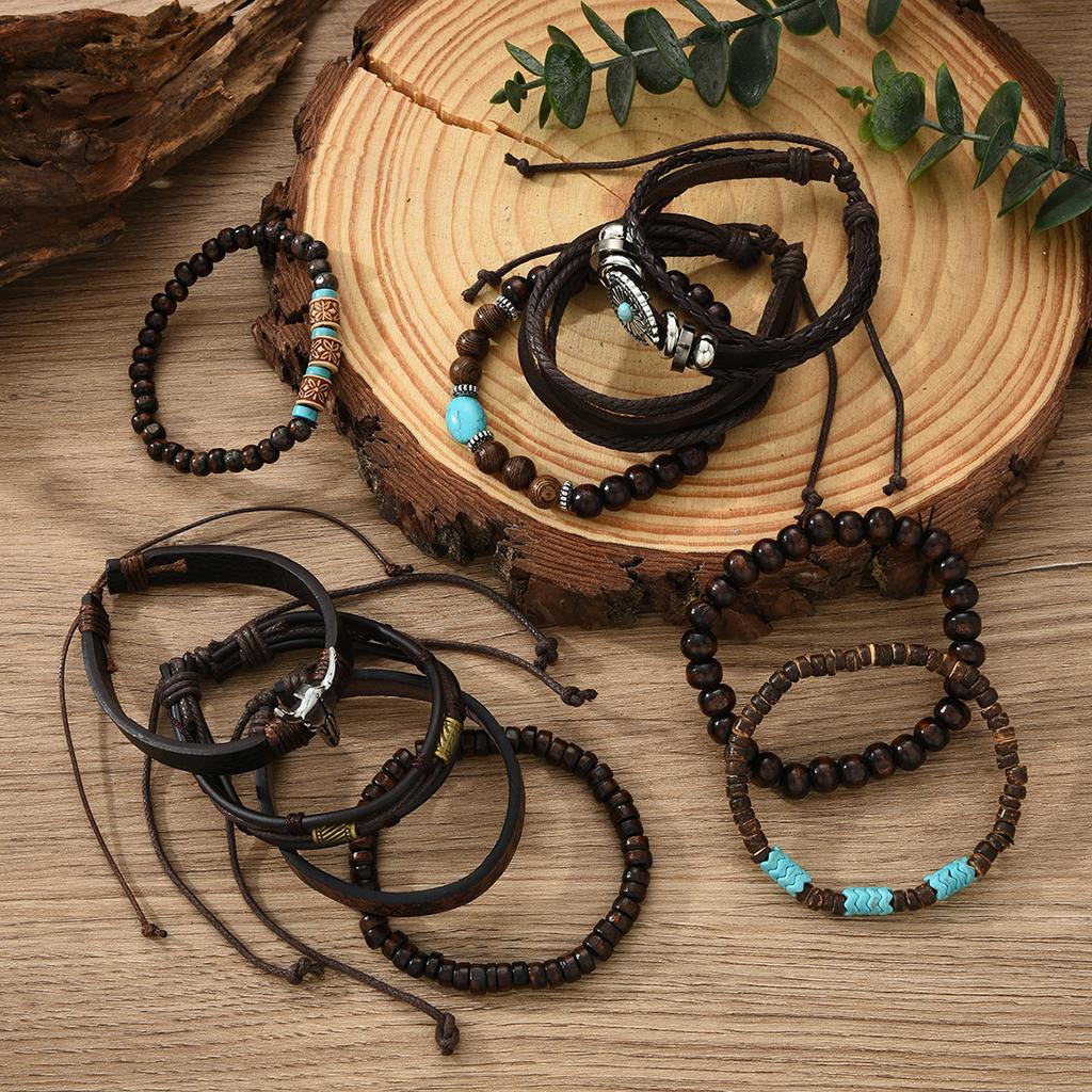 10 Pcs/Set Vintage Ethnic Style Woven Leather Bracelet For Men Women Bohemian Cow Life Tree Leather Bracelets Jewelry Gifts New