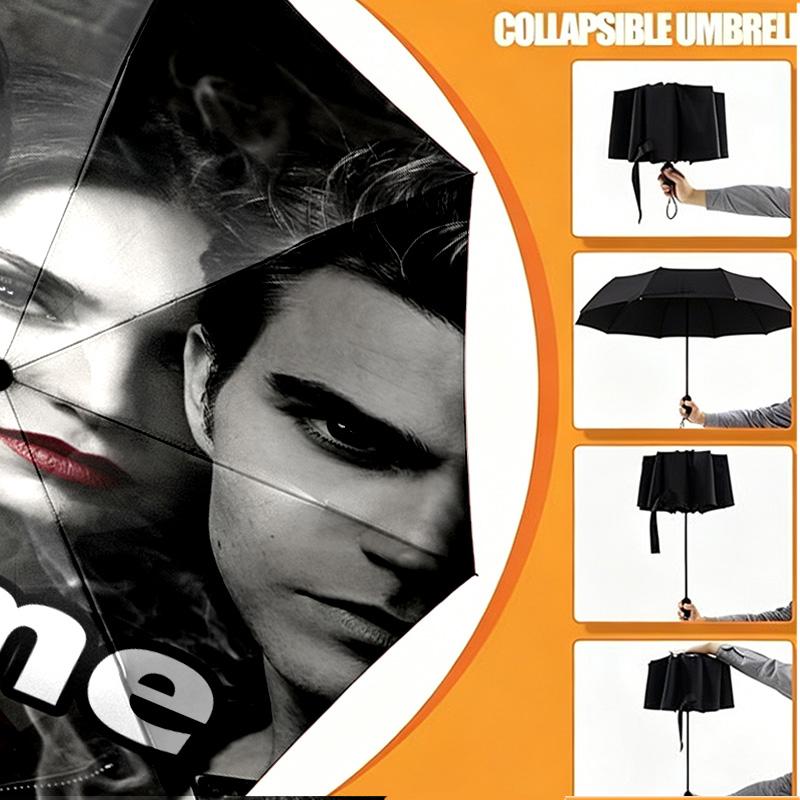 Custom Name Personalized The Vampire Diaries Print Umbrella, Auto Open Close, 8‑Rib Sturdy Frame, Commute Camping Hiking Use, Birthday Gift
