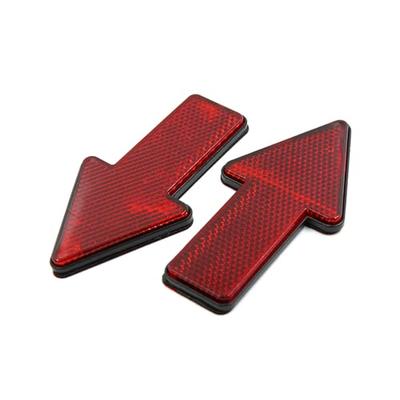 A ABSOPRO Arrow Shape Vehicle Warning Reflector Sticker with Reflector Red (Set of 2)