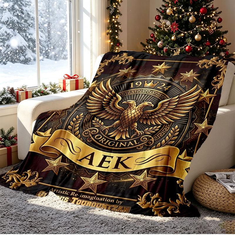AEK Athens FC Pattern Blanket for Home Decoration, Bed, Sofa, Car Travel, Camping, Suitable for All Seasons, Birthday Christmas Gift