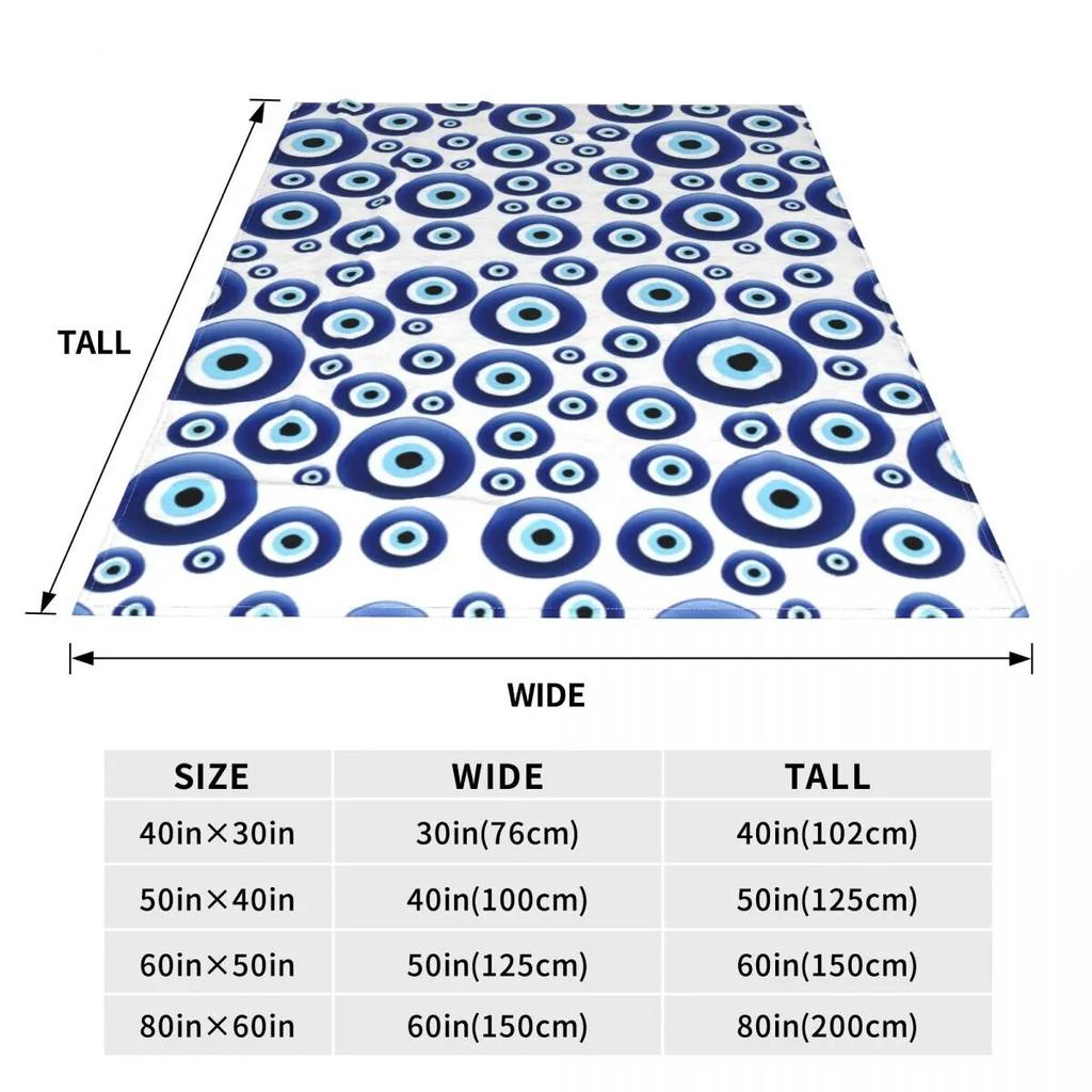 Mediterranean Evil Eye Flannel Blankets Warm Soft Charm Blue Throw Blanket Winter Airplane Travel Chair Sofa Bed Funny Bedspread